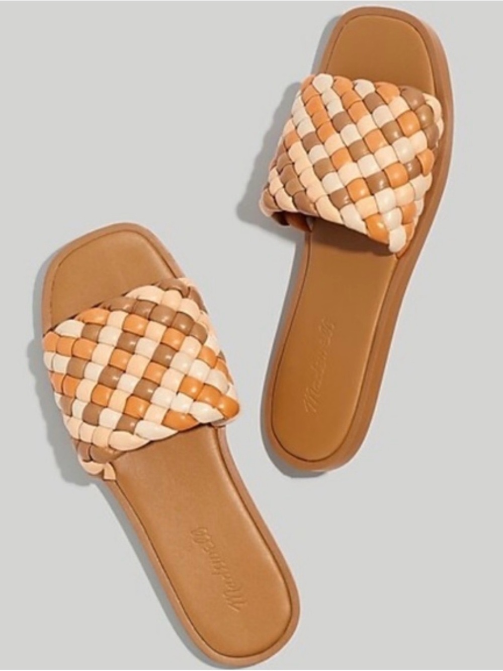 Madewell The Suzi Slide Sandals Women’s 7.5 Brown Tan Fluffy Woven Flat Sandals
